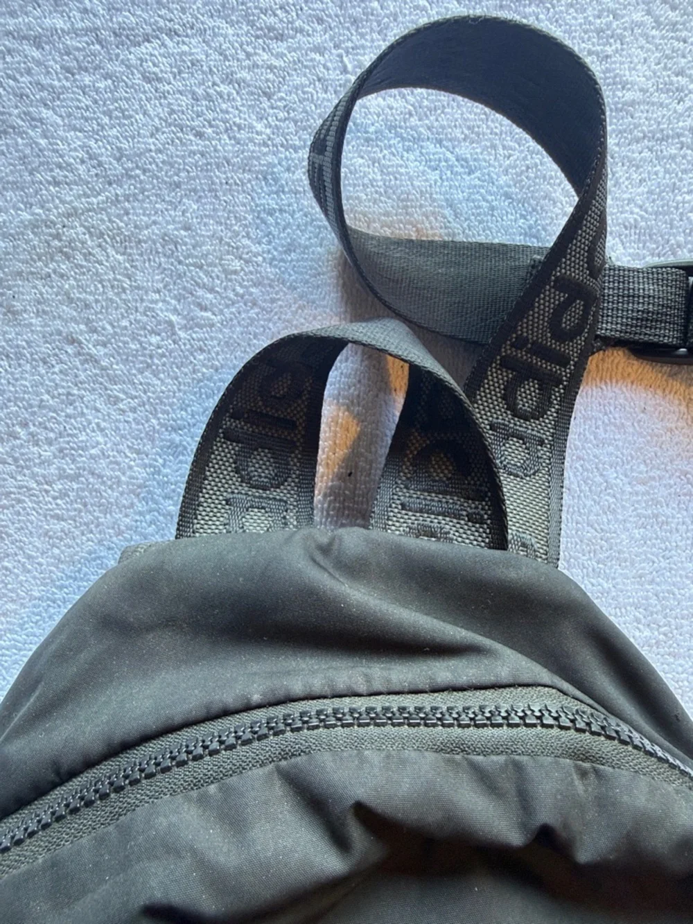 adidas Black Round Mini Backpack with Gold Zips